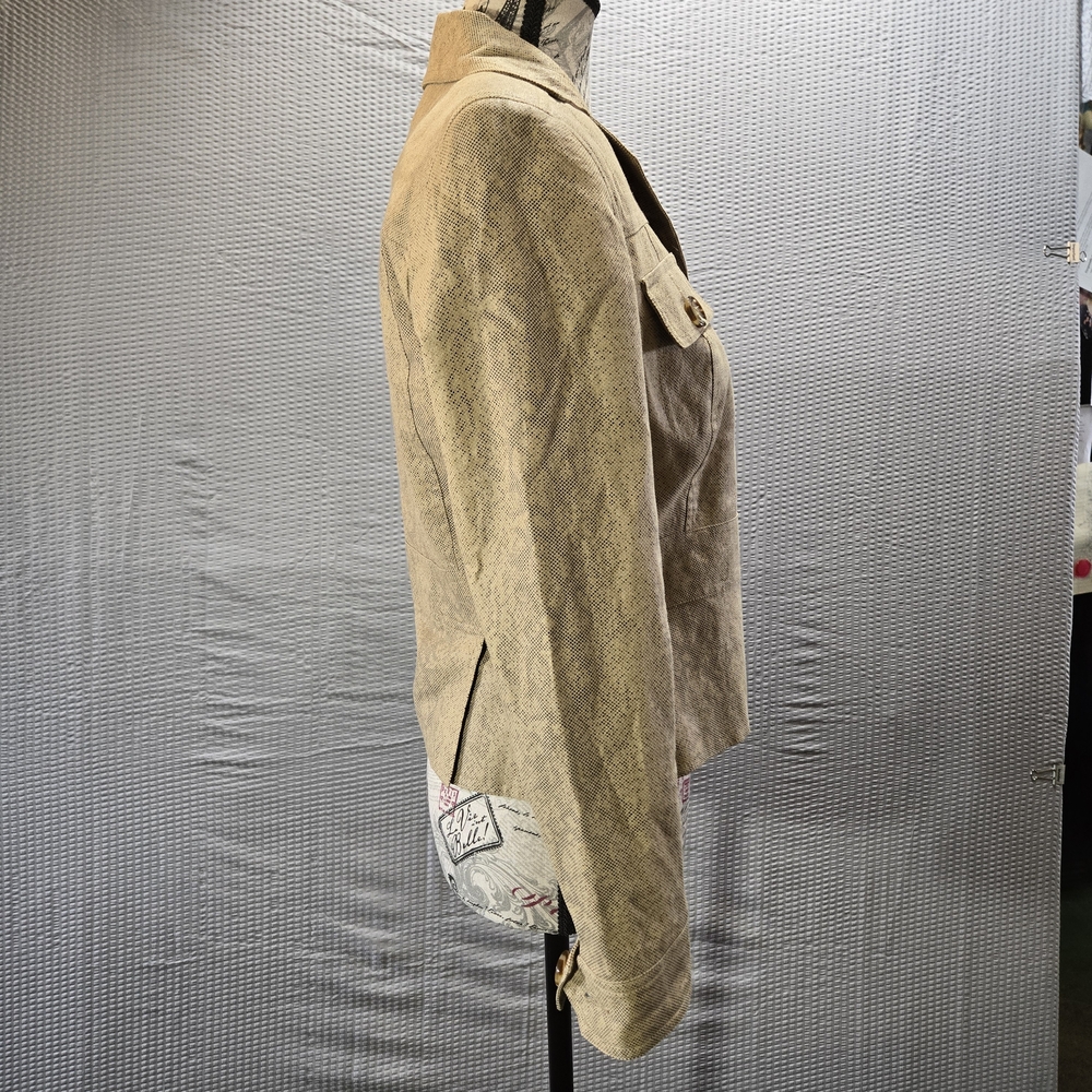 Worthington Linen Blend Reptile Print Women's Blazer with Button Accents - Picture 2 of 8